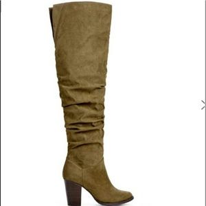Beautiful olive colour knee high boots
